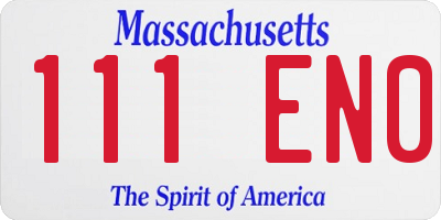 MA license plate 111EN0