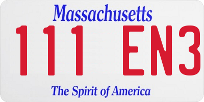 MA license plate 111EN3