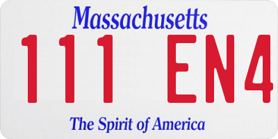 MA license plate 111EN4