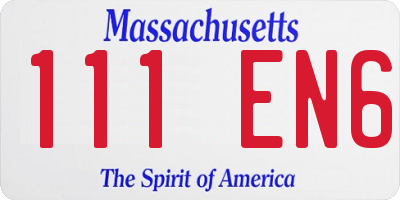 MA license plate 111EN6