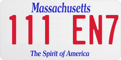 MA license plate 111EN7