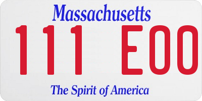 MA license plate 111EO0