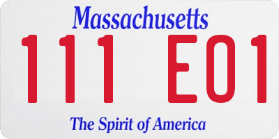MA license plate 111EO1