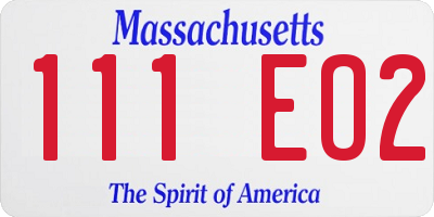 MA license plate 111EO2