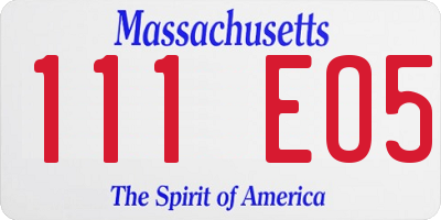 MA license plate 111EO5