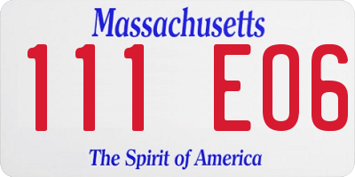 MA license plate 111EO6