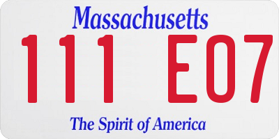 MA license plate 111EO7