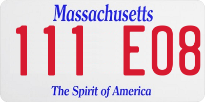 MA license plate 111EO8