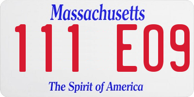 MA license plate 111EO9