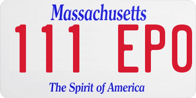 MA license plate 111EP0