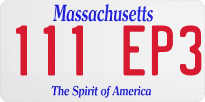 MA license plate 111EP3