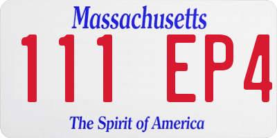 MA license plate 111EP4