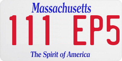 MA license plate 111EP5