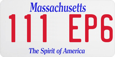 MA license plate 111EP6