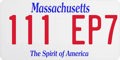 MA license plate 111EP7