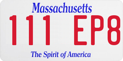 MA license plate 111EP8