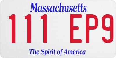 MA license plate 111EP9