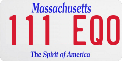 MA license plate 111EQ0