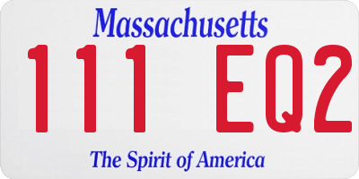 MA license plate 111EQ2