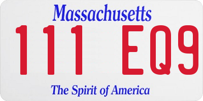 MA license plate 111EQ9