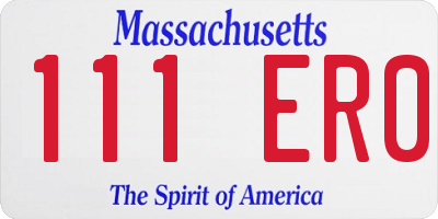 MA license plate 111ER0