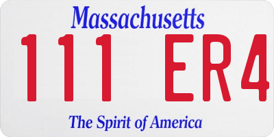 MA license plate 111ER4