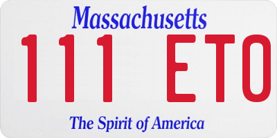 MA license plate 111ET0