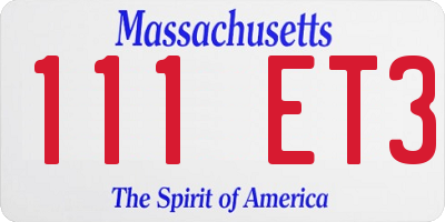 MA license plate 111ET3