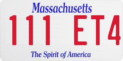 MA license plate 111ET4