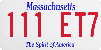 MA license plate 111ET7