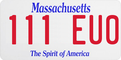 MA license plate 111EU0