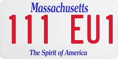 MA license plate 111EU1