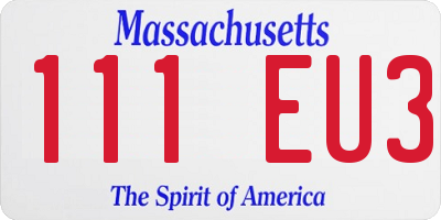 MA license plate 111EU3
