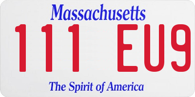 MA license plate 111EU9