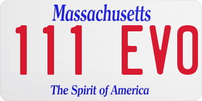MA license plate 111EV0