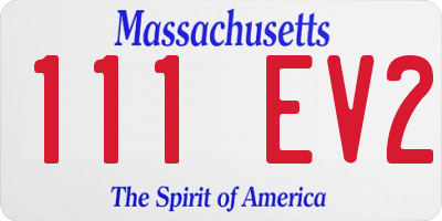 MA license plate 111EV2
