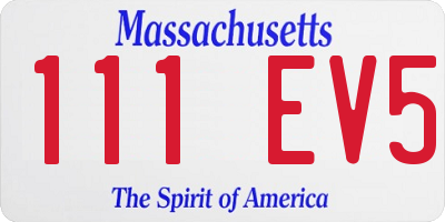 MA license plate 111EV5