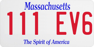 MA license plate 111EV6