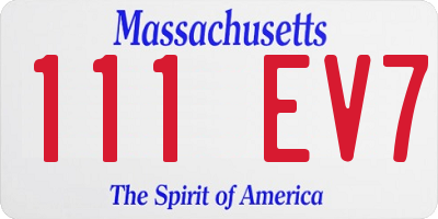 MA license plate 111EV7