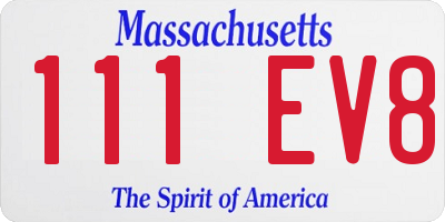 MA license plate 111EV8