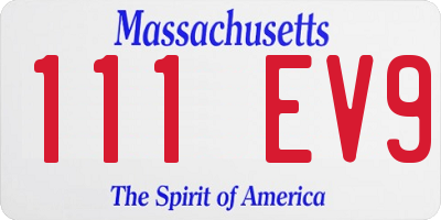 MA license plate 111EV9
