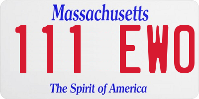 MA license plate 111EW0