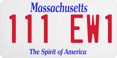 MA license plate 111EW1