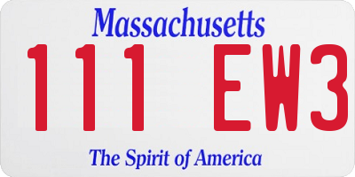 MA license plate 111EW3