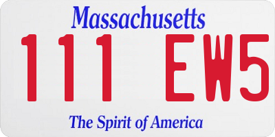 MA license plate 111EW5