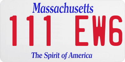 MA license plate 111EW6