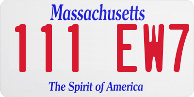 MA license plate 111EW7