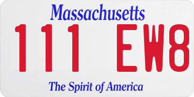 MA license plate 111EW8