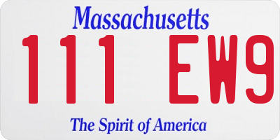 MA license plate 111EW9