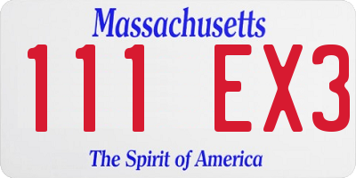 MA license plate 111EX3